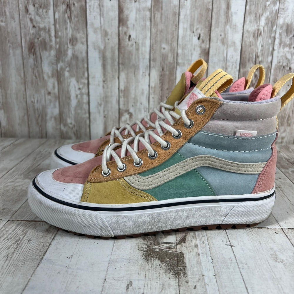Vans Sk8-Hi MTE Multi Color Pastel Suede High Top Sneakers Womens 8.5 Mens 7.0